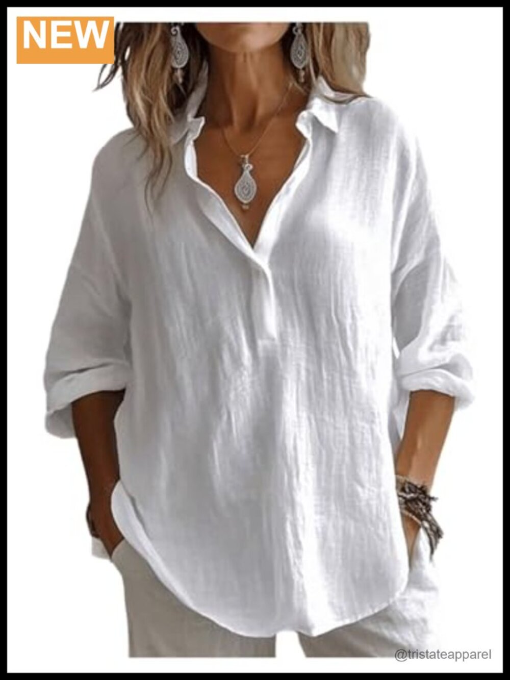 Women's Long Sleeve Business Casual Button Down Collared Blouse
